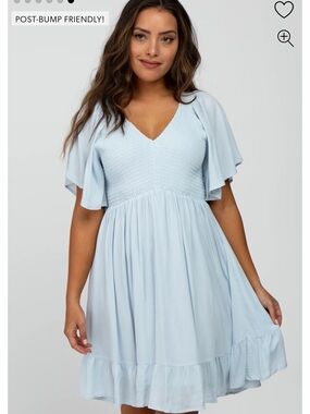 Pinkblush Light Blue Smocked V-Neck Mini Dress